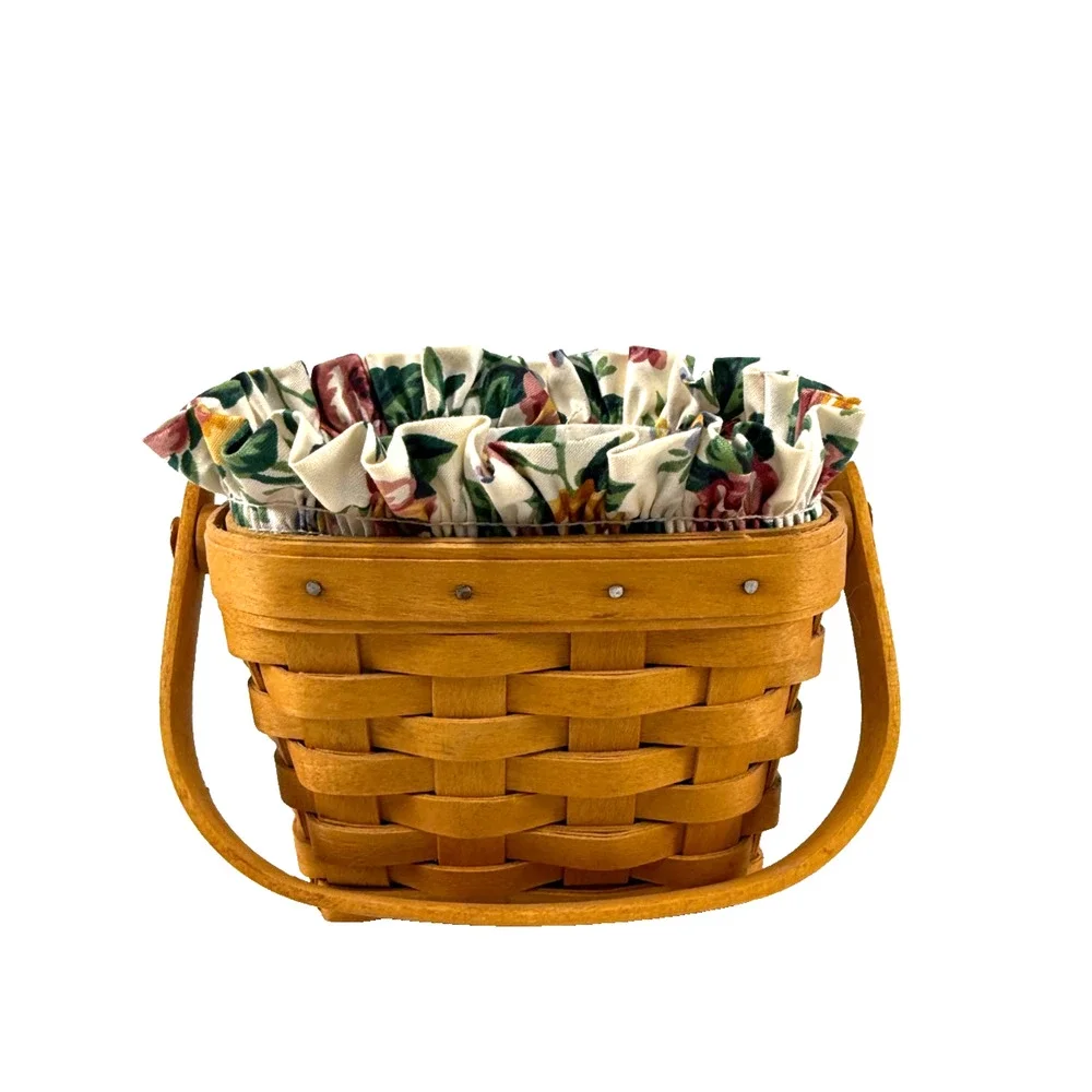 1997 Longaberger Horizon of Hope Basket w/Rose Liner & Protector Swinging Handle